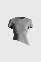 Unregelmäßiges Crop-T-Shirt - Grau